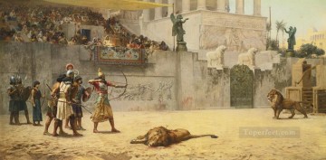 Federico Arturo Bridgman Painting - La diversión de un rey asirio Frederick Arthur Bridgman